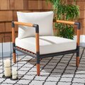 Safavieh 32.3 x 33.1 x 26 in. Tommy Metal & Wood Patio Chair, Black & White CPT1028A